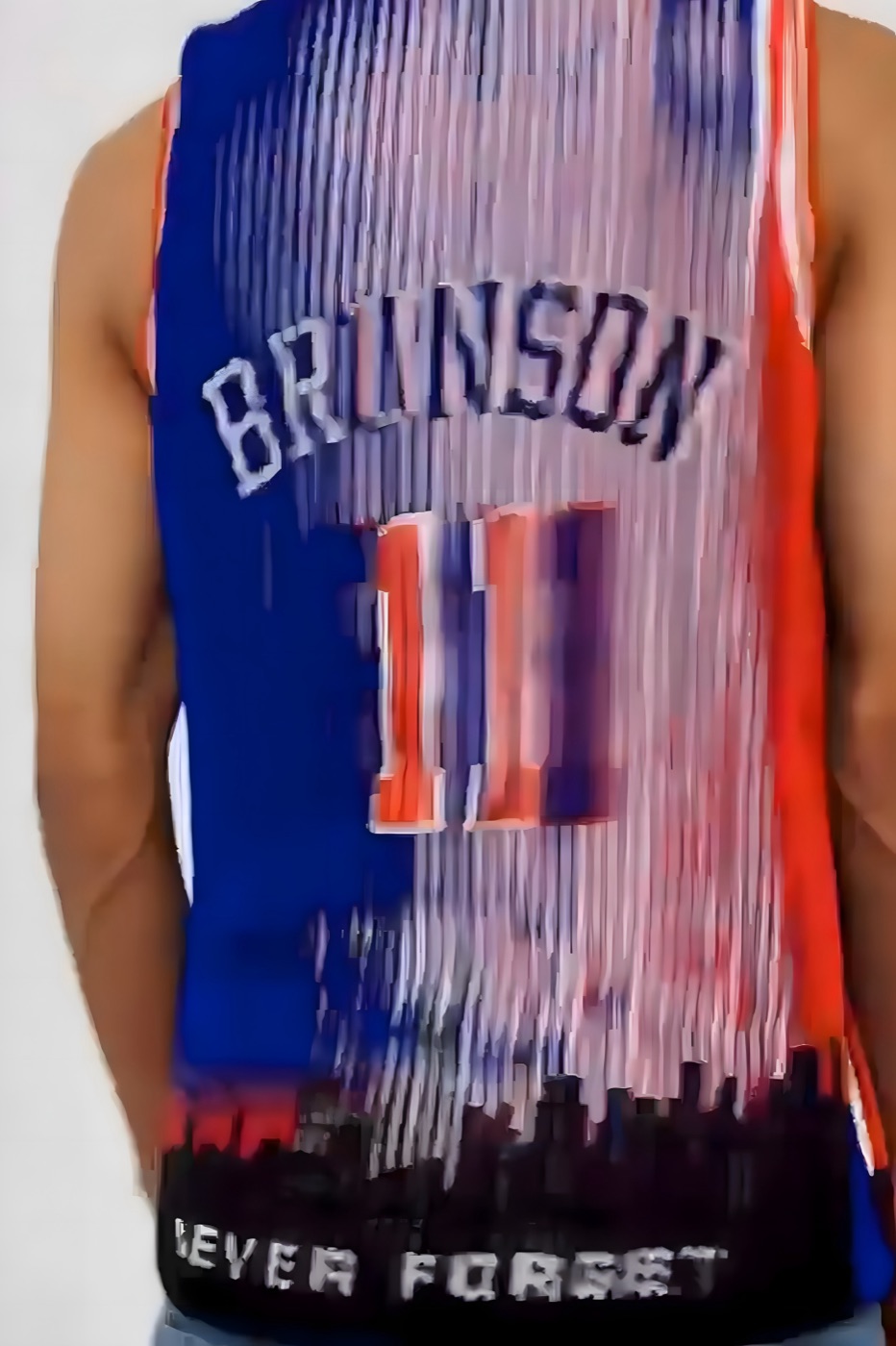 Knicks concept jersey at 180 degrees — reads the player name