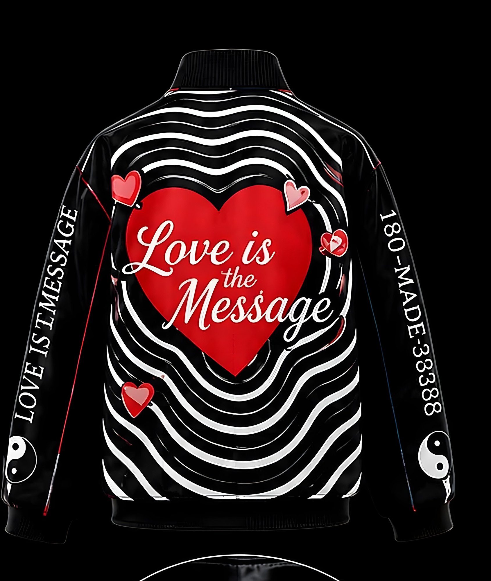 Love is the Message lenticular bomber, back — Love is the Message artwork