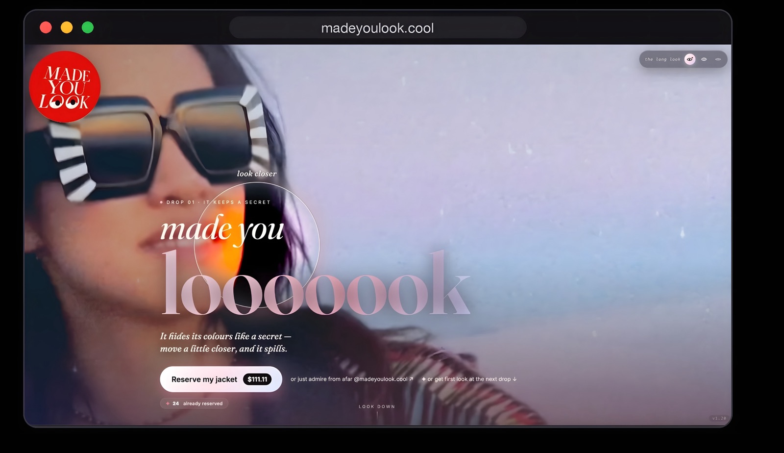 madeyoulook.cool drop page — hero